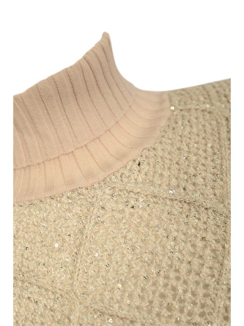 Top dolcevita in misto lana con paillettes Talco D. Exterior | 616364TALC